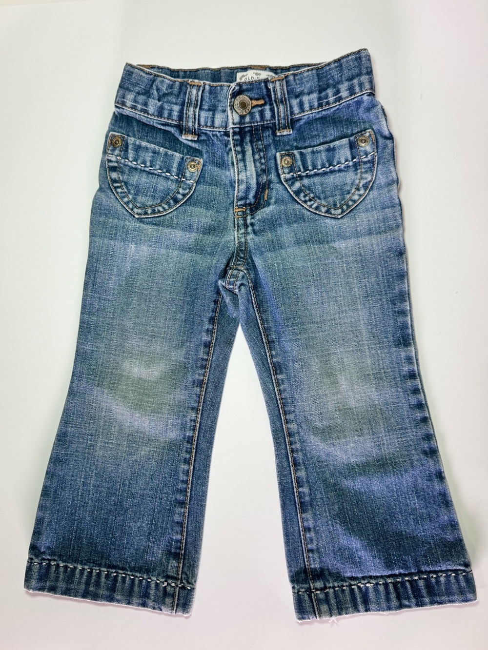 Vintage Y2K Old Navy Toddler Girl Heart Pocket Flare Jeans 2T